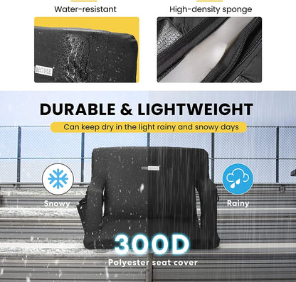 20" Standard Width Reclining Stadium Seat Chairs with Backrest and Armrests, Portable Cushions for Bleachers, 1 Pack