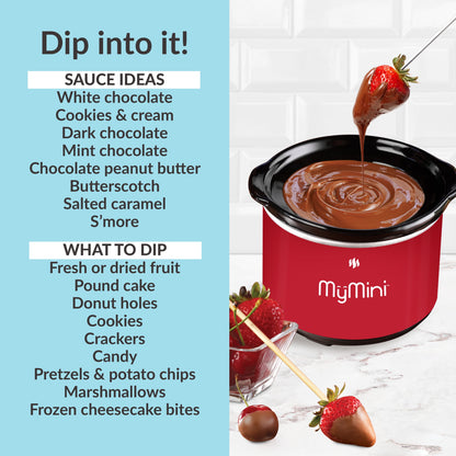 (3 Pack)  20 Oz Chocolate Fondue Dipping Pot, 40-Watts, Nonstick Ceramic, Red