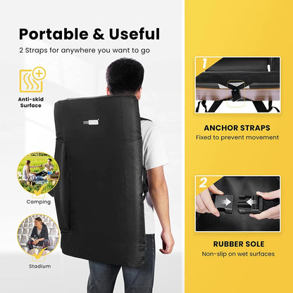 20" Standard Width Reclining Stadium Seat Chairs with Backrest and Armrests, Portable Cushions for Bleachers, 1 Pack