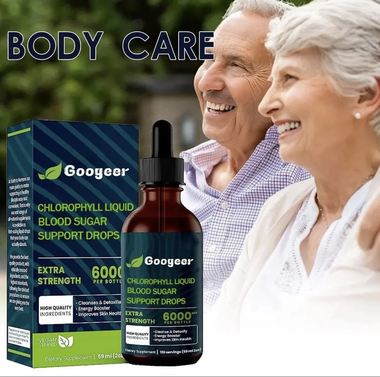 Chlorophyll Liquid Drops - Organic Chlorophyll - Natural Energy Boost – Fast Absorbing Liquid Chlorophyll – Boost Oxygen & Internal Deodorant – Non GMO Vegan – Detox Liquid Oxygen Drops